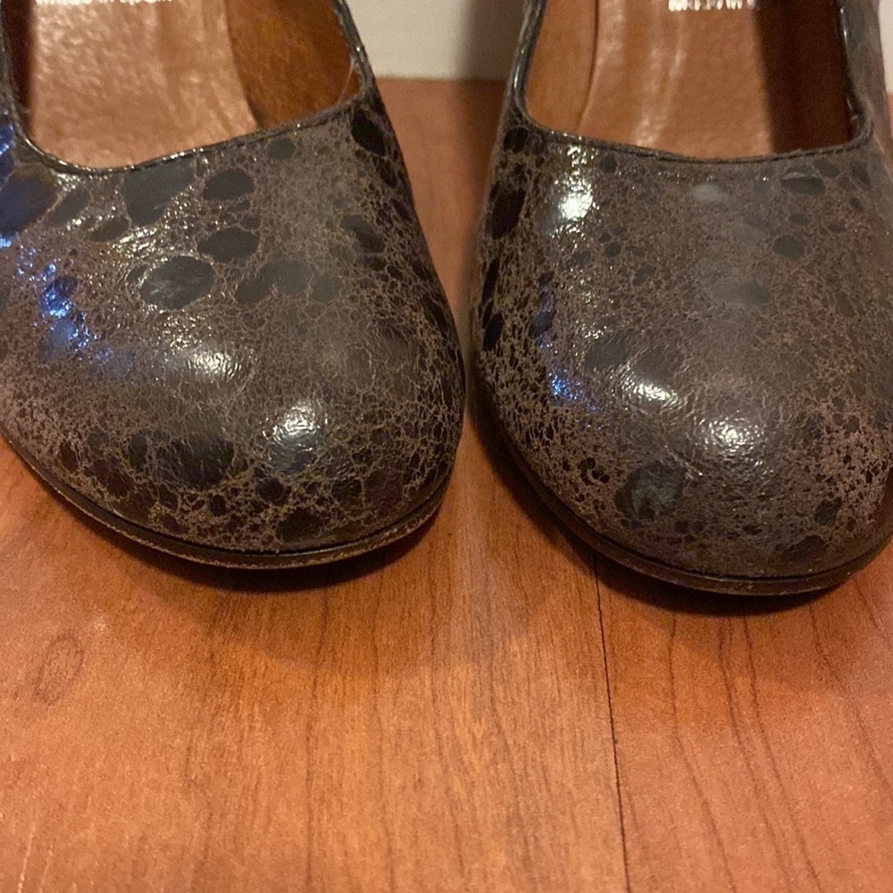 🎉HP Donald J Pliner Leather Shoes Sz 7, TwoTone Brown, chunky 4” “Casey” - Picture 5 of 17